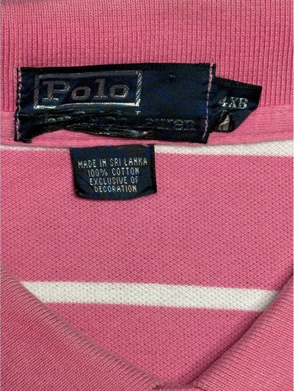 Polo Ralph Lauren Pink Striped Polo Shirt 4XB Big Size